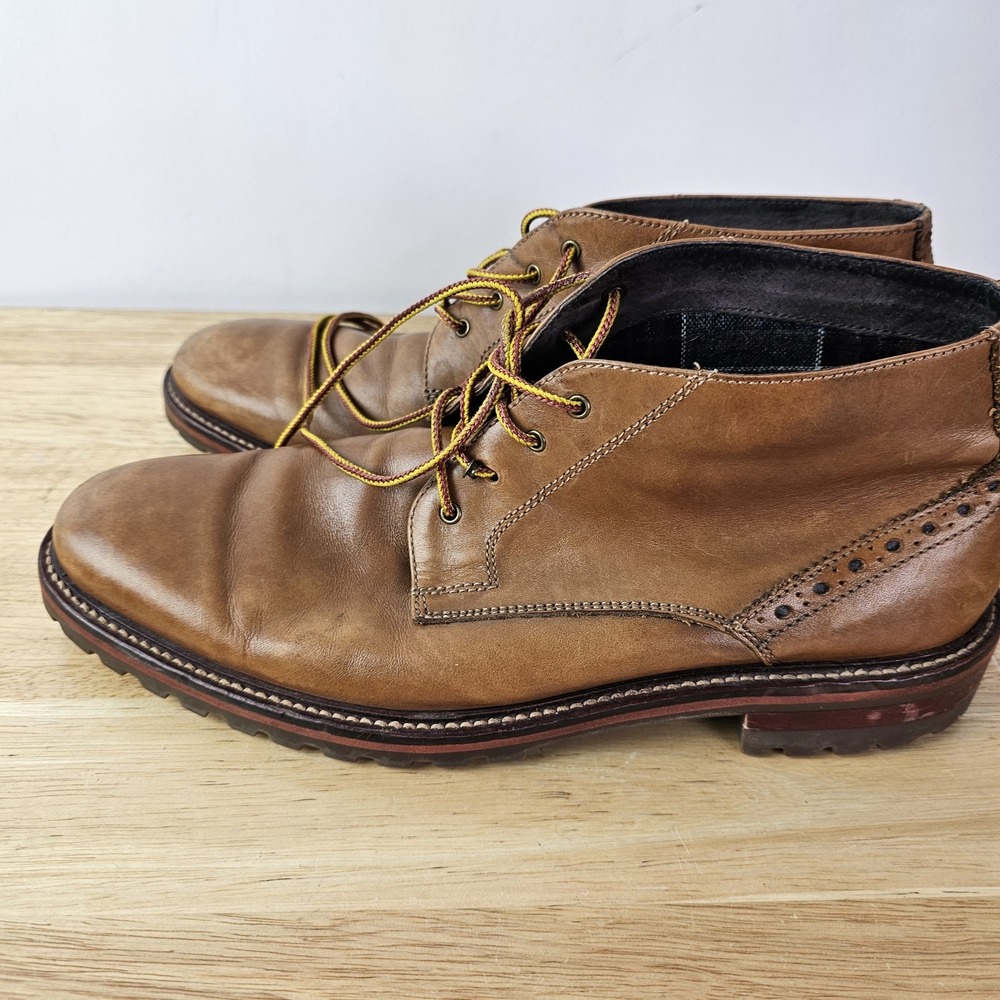 Johnston & Murphy Welch Tan Leather Lace Up Boots Men's 9.5M Full Grain Casual